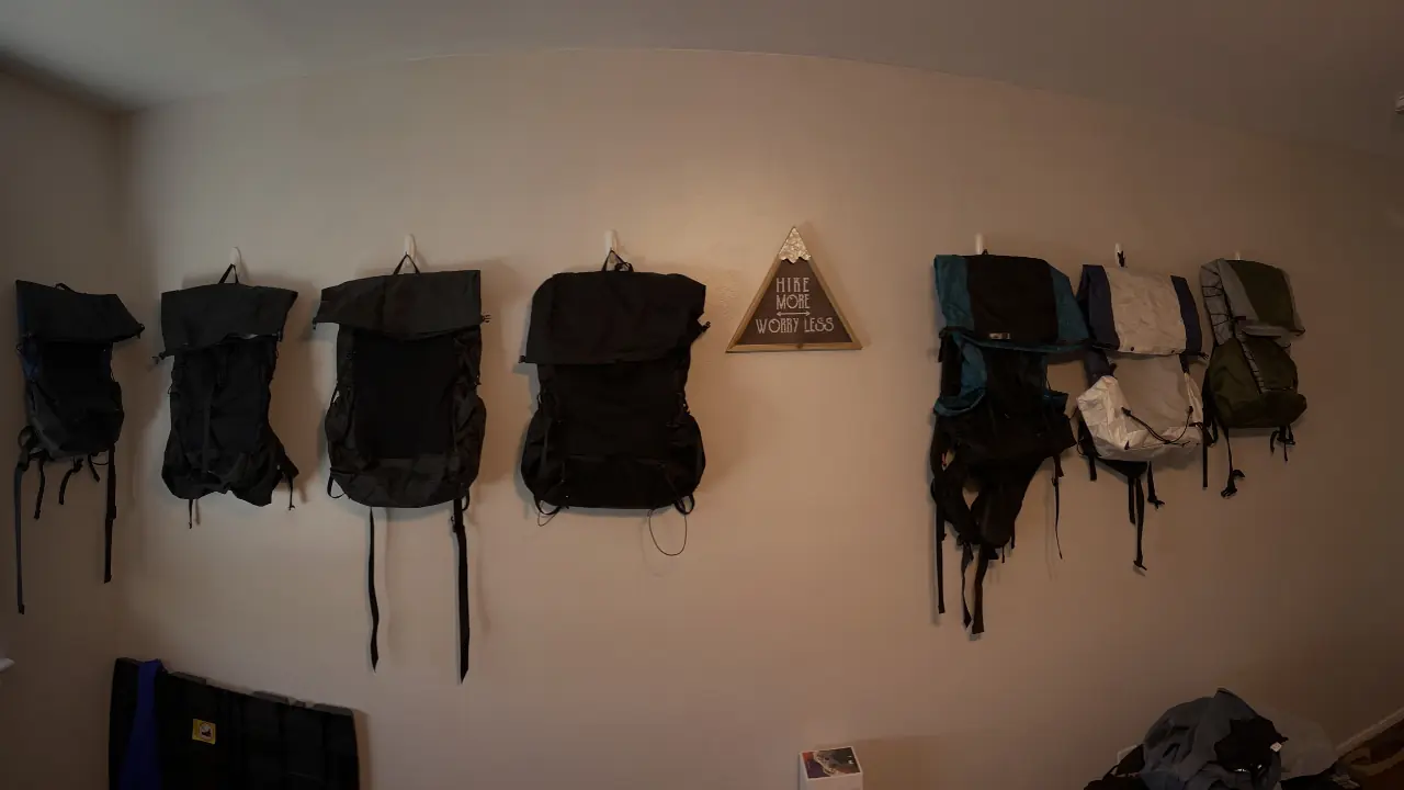 Backpacks hanging on my wall